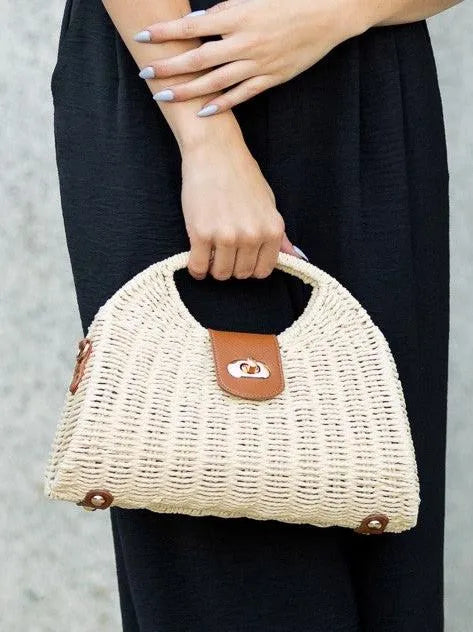 Straw Meets Style Stella Woven Straw Crossbody Bag-Women's Accessories-Shop Z & Joxa