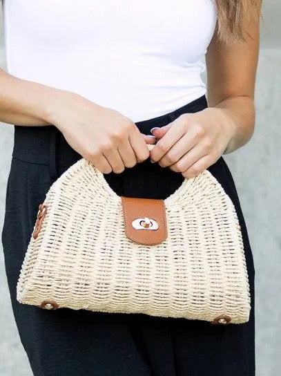 Straw Meets Style Stella Woven Straw Crossbody Bag-Women's Accessories-Shop Z & Joxa