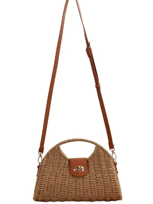 Straw Meets Style Stella Woven Straw Crossbody Bag-Women's Accessories-Shop Z & Joxa