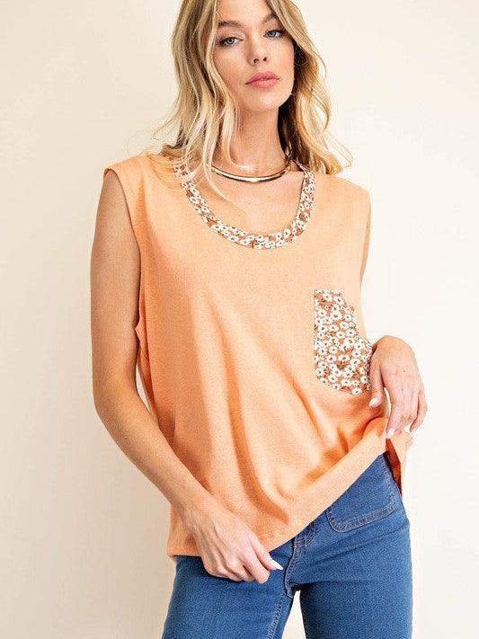 Summer Lovin Slouchy Floral Pocket Tank-Women's Shirts & Tops-Shop Z & Joxa