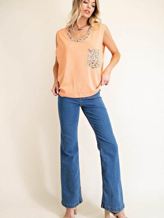 Summer Lovin Slouchy Floral Pocket Tank-Women's Shirts & Tops-Shop Z & Joxa