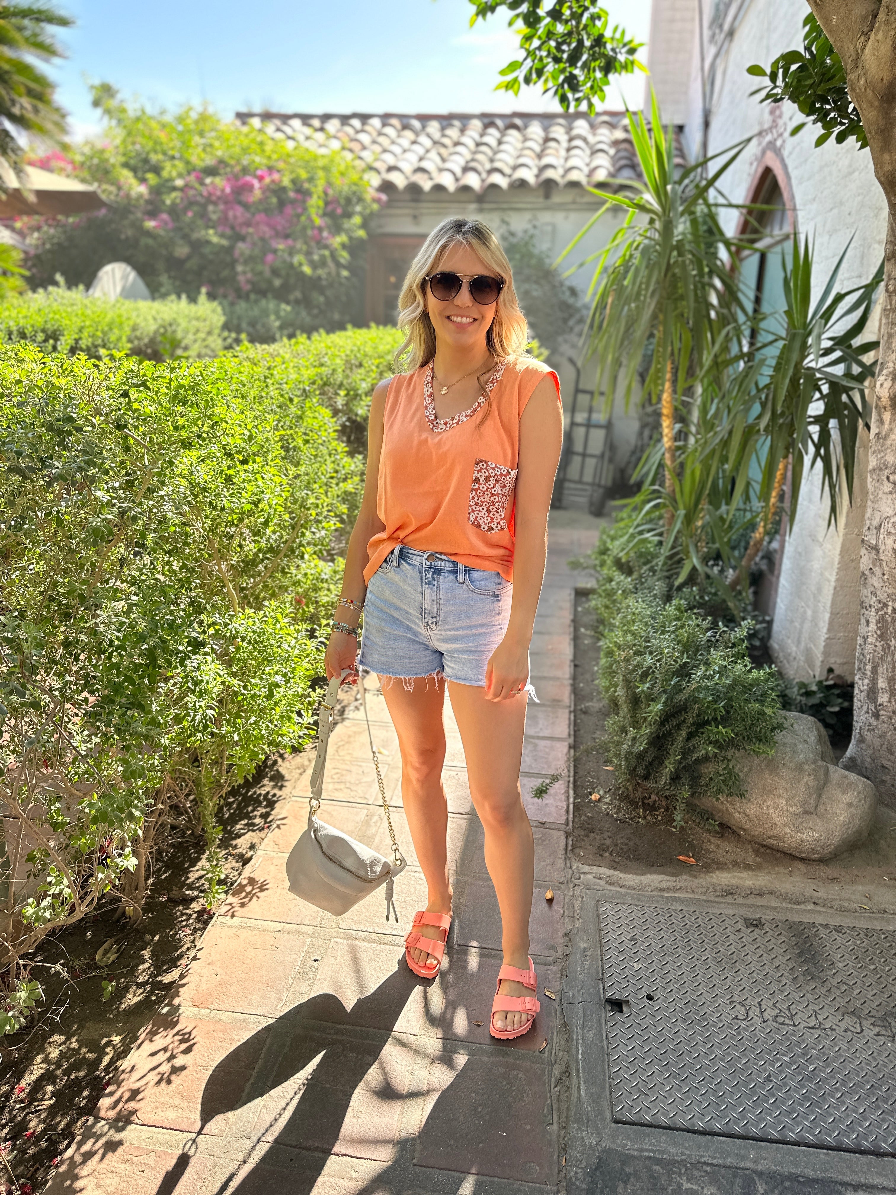 Summer Lovin Slouchy Floral Pocket Tank-Women's Shirts & Tops-Shop Z & Joxa