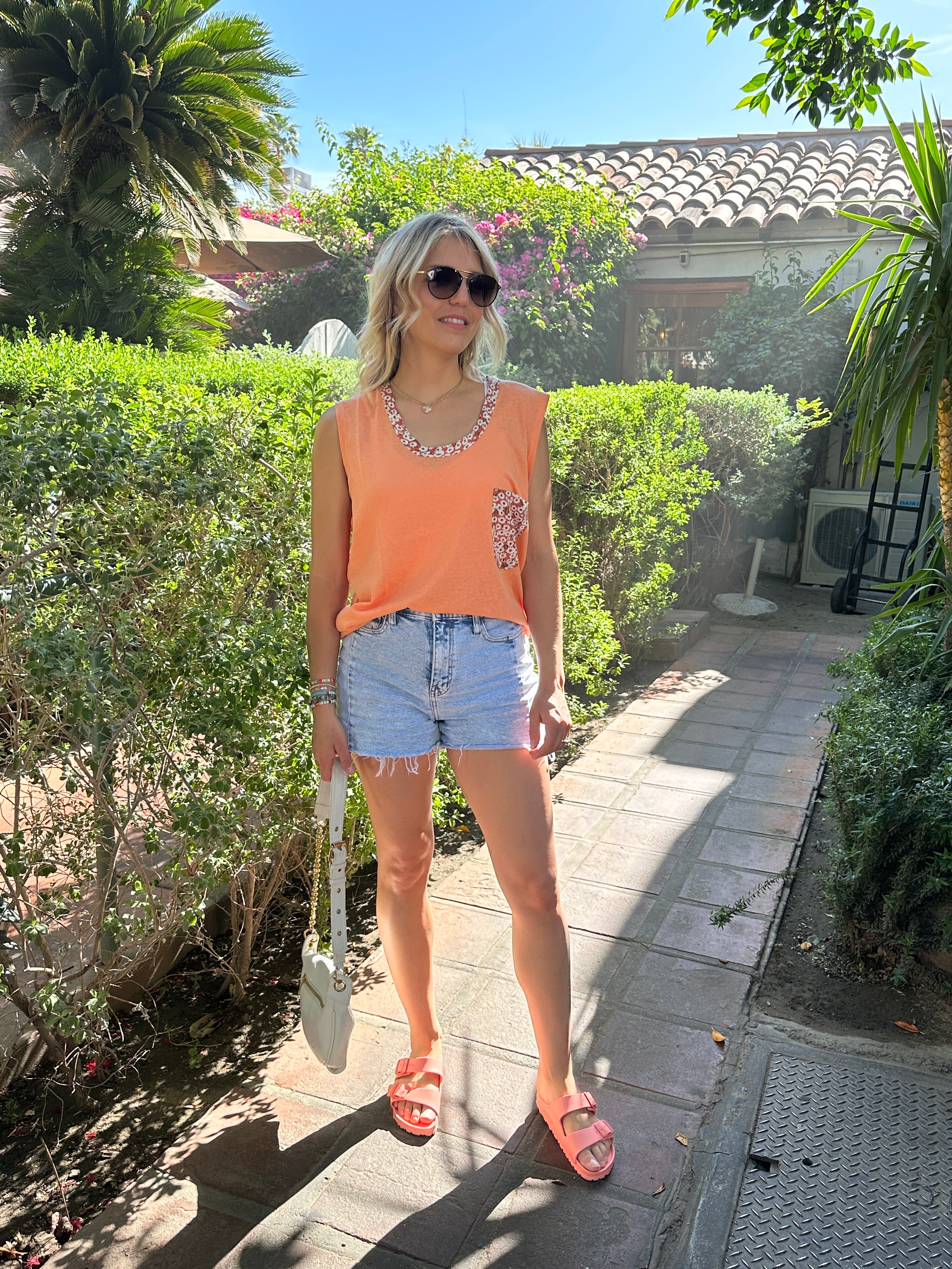 Summer Lovin Slouchy Floral Pocket Tank-Women's Shirts & Tops-Shop Z & Joxa