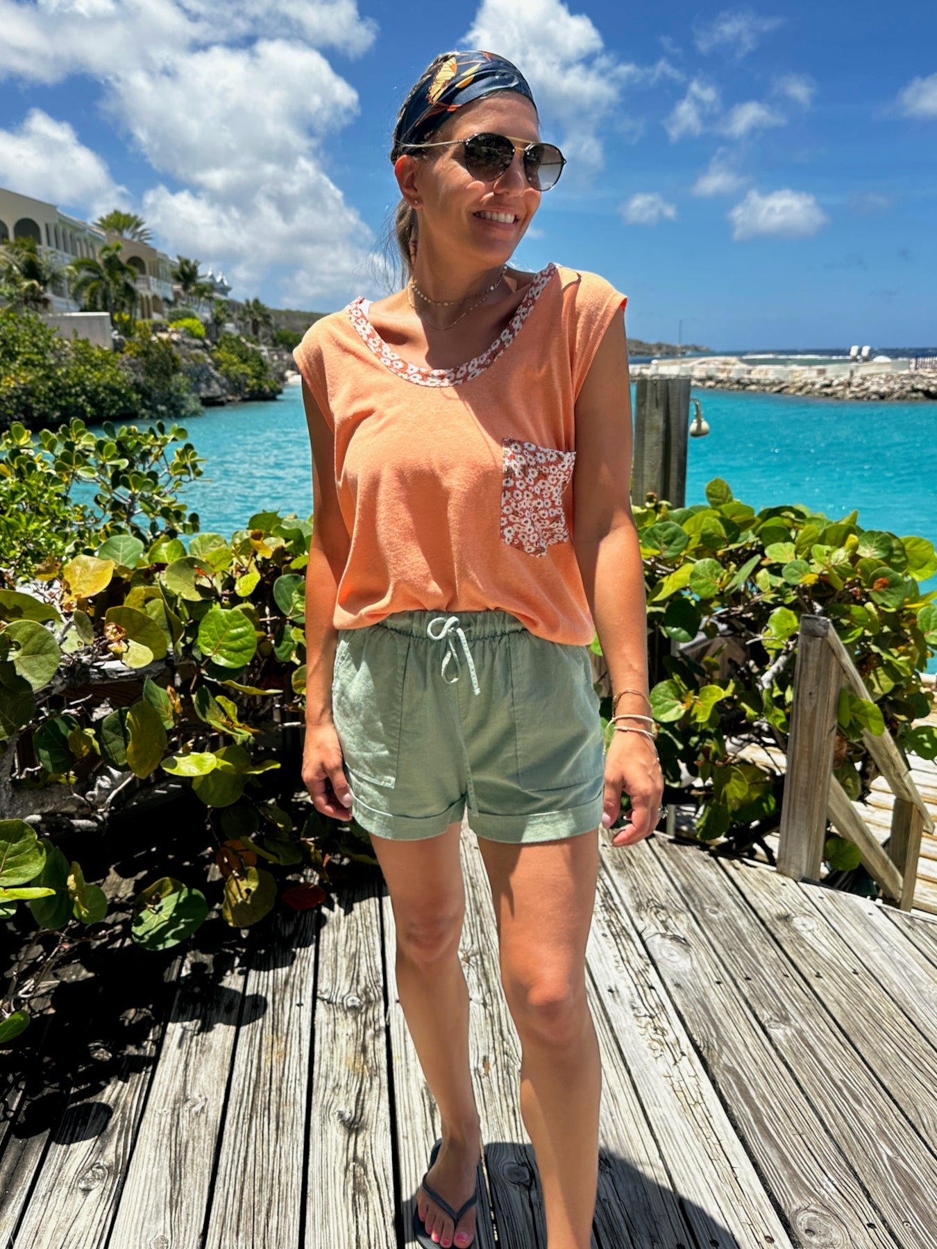 Summer Lovin Slouchy Floral Pocket Tank-Women's Shirts & Tops-Shop Z & Joxa