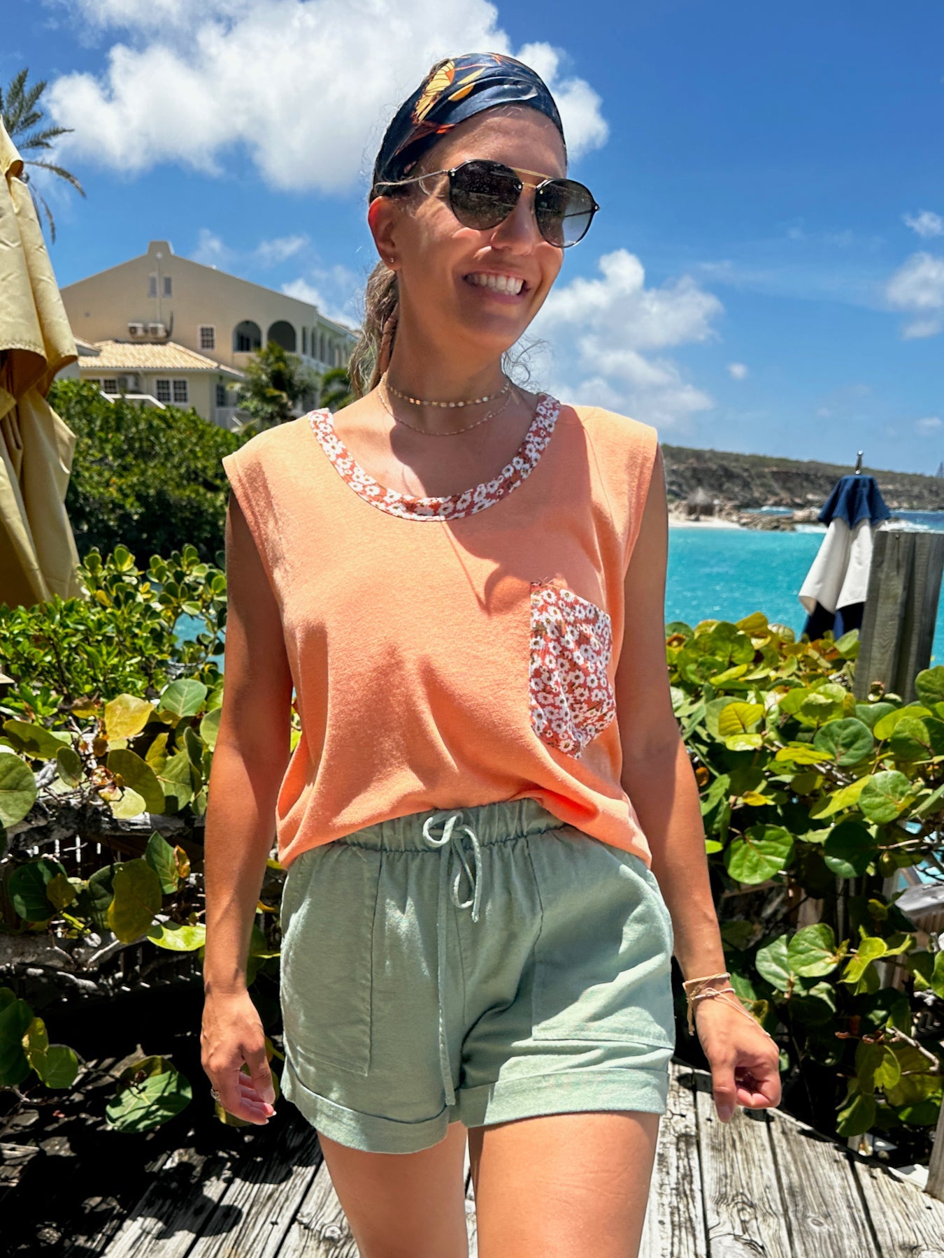 Summer Lovin Slouchy Floral Pocket Tank-Women's Shirts & Tops-Shop Z & Joxa