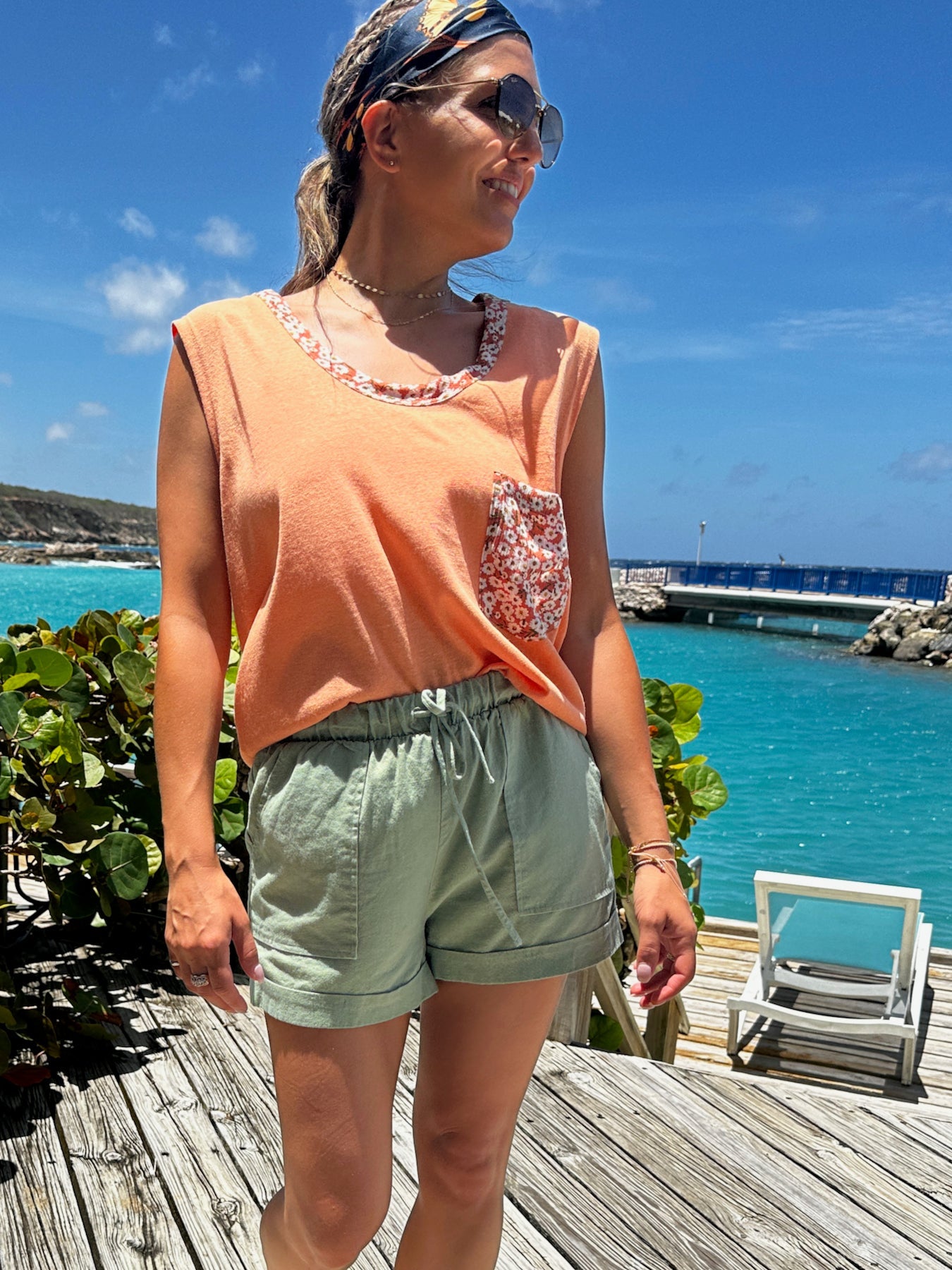 Summer Lovin Slouchy Floral Pocket Tank-Women's Shirts & Tops-Shop Z & Joxa