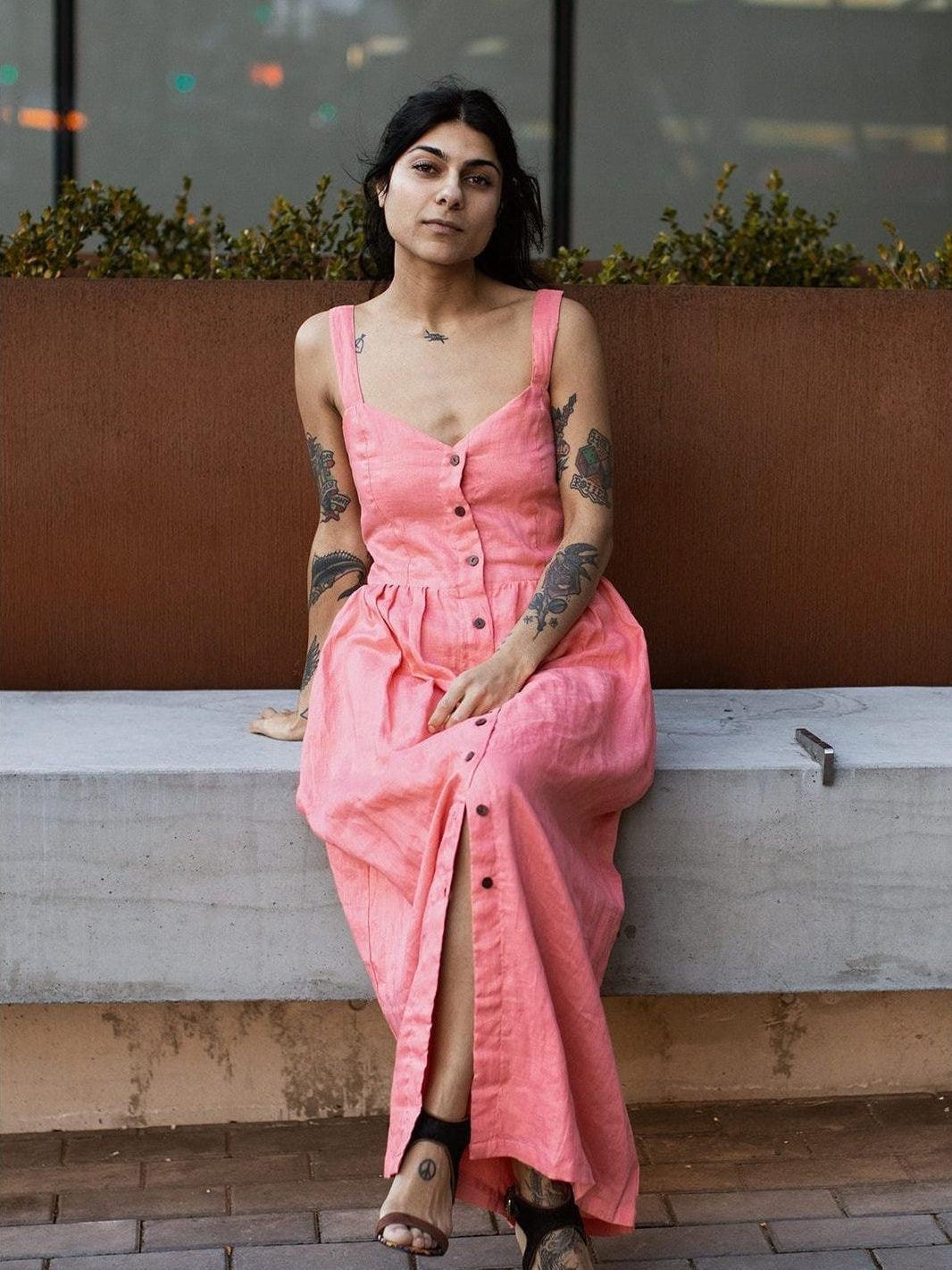 Sustainable Linen Dress in Pink Coral | Ethical Fashion-Women's Dresses-Shop Z & Joxa