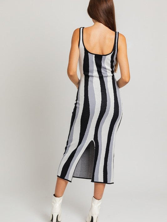Swirl Me Around Swirl Striped Midi Dress-Women's Dresses-Shop Z & Joxa