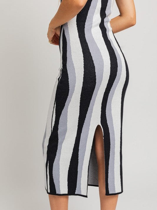 Swirl Me Around Swirl Striped Midi Dress-Women's Dresses-Shop Z & Joxa
