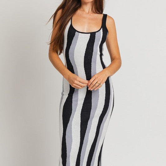 Swirl Me Around Swirl Striped Midi Dress-Women's Dresses-Shop Z & Joxa