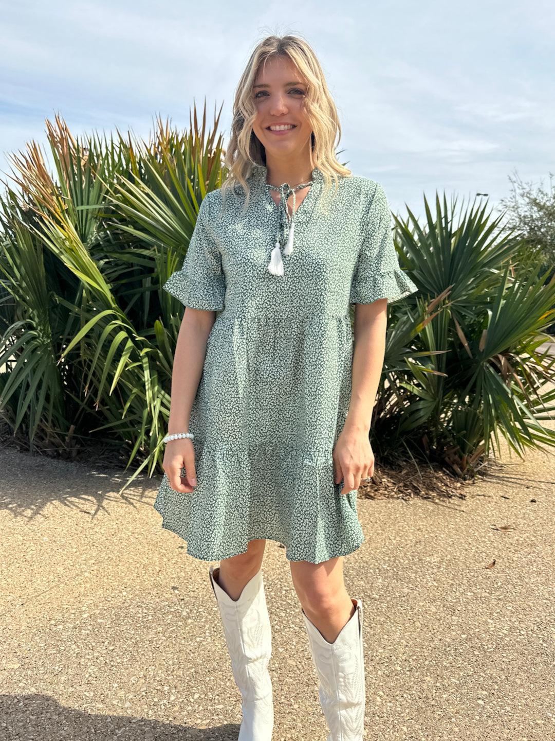 Tassel Me Cutie-Pie Tiered Mini Dress-Women's Dresses-Shop Z & Joxa