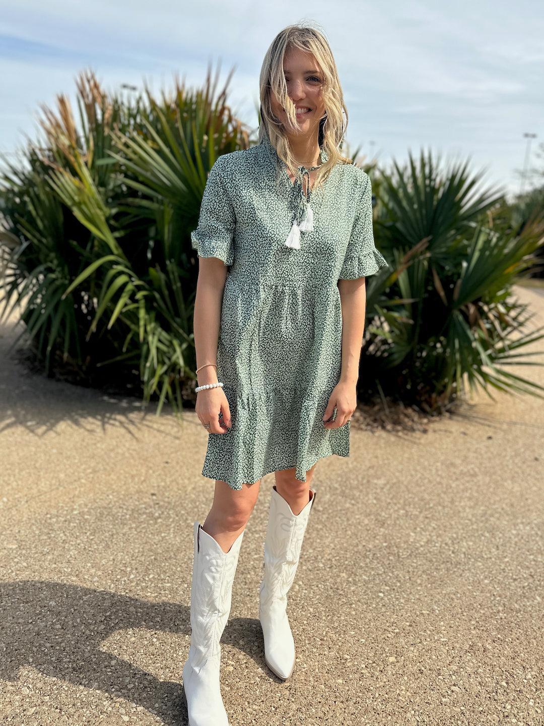 Tassel Me Cutie-Pie Tiered Mini Dress-Women's Dresses-Shop Z & Joxa