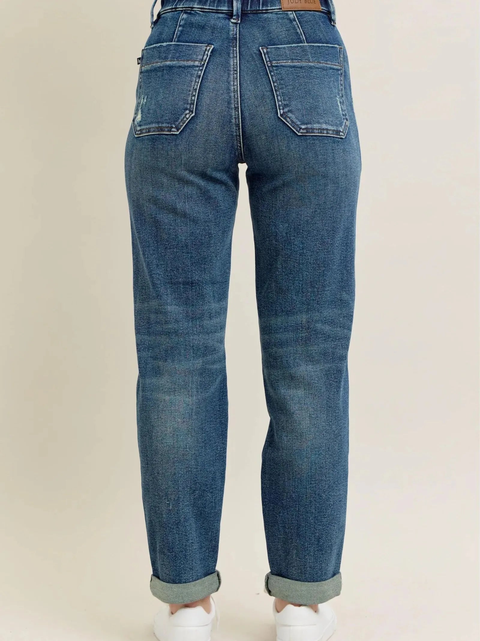 Tie It Up: Judy Blue Vintage Wash Drawstring Boyfriend Jeans-Women's Jeans-Shop Z & Joxa