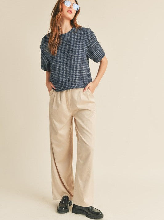 Timeless Fashion Boxy Boucle Top in Navy Blue-Women's Shirts & Tops-Shop Z & Joxa