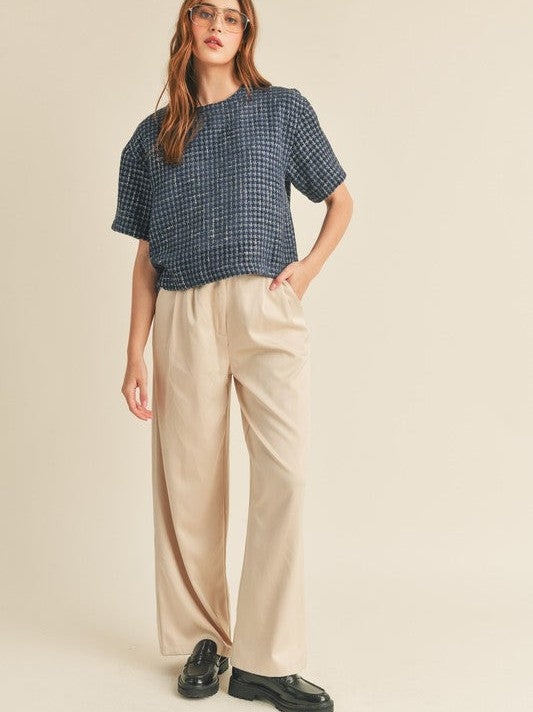 Timeless Fashion Boxy Boucle Top in Navy Blue-Women's Shirts & Tops-Shop Z & Joxa