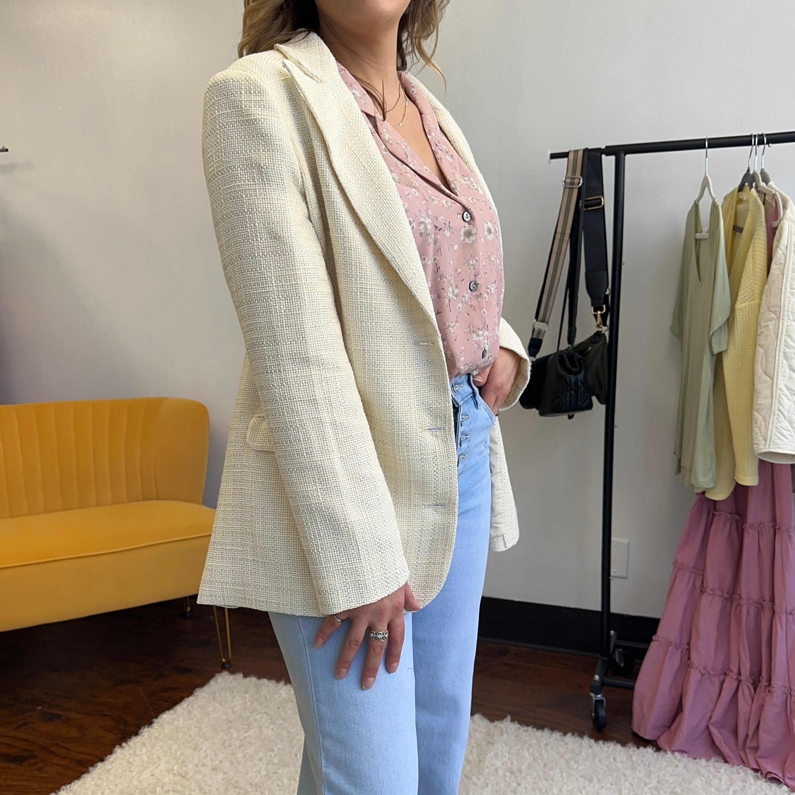 To Those Who Hustle Tweed Blazer in Cream-Women's Shirts & Tops-Shop Z & Joxa