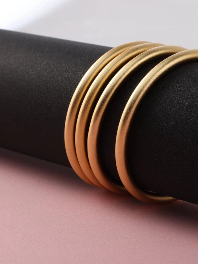 Trendy Girl Gold Plated Matte Bangle | Single Bangle-Women's Accessories-Shop Z & Joxa