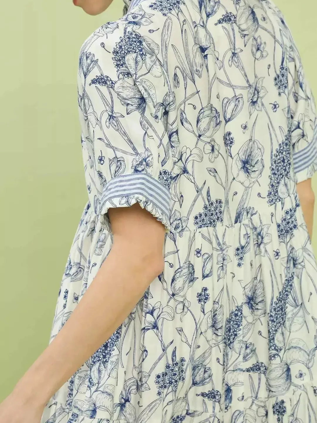 Umgee Bluebell Reverie Floral Tiered Midi Dress with Ruffles-Women's Dresses-Shop Z & Joxa