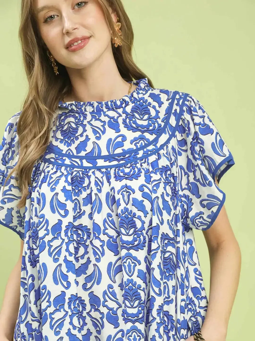 Umgee Bold in Blue Abstract Print Babydoll Mini Dress-Women's Dresses-Shop Z & Joxa