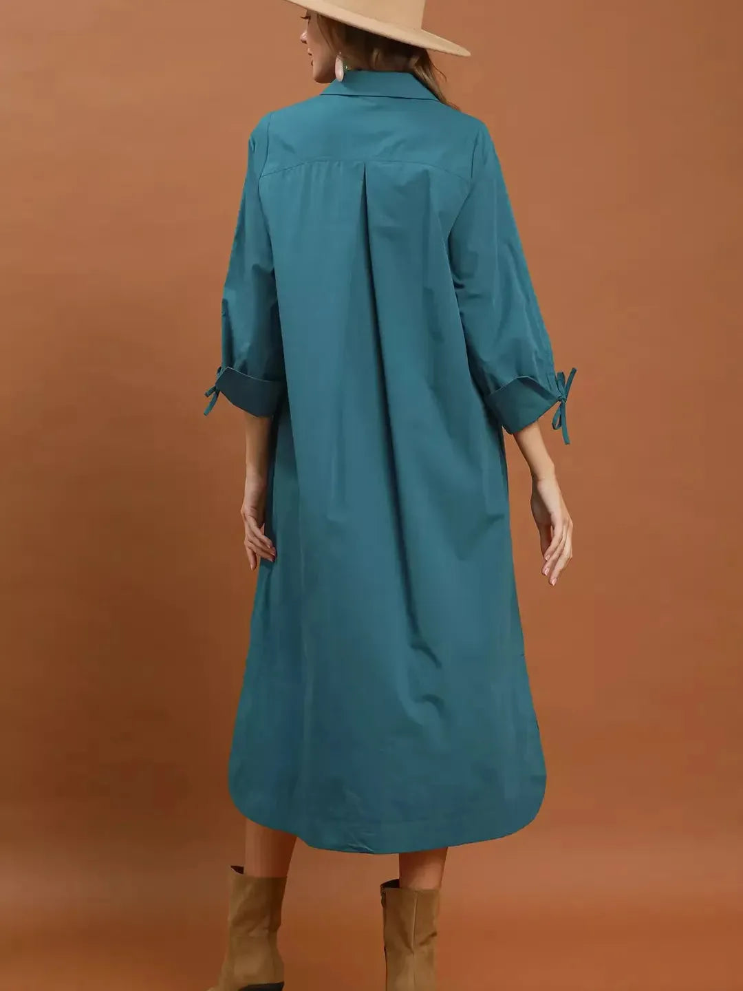 Umgee Collared Button Detail Relaxed Midi Dress-Women's Dresses-Shop Z & Joxa