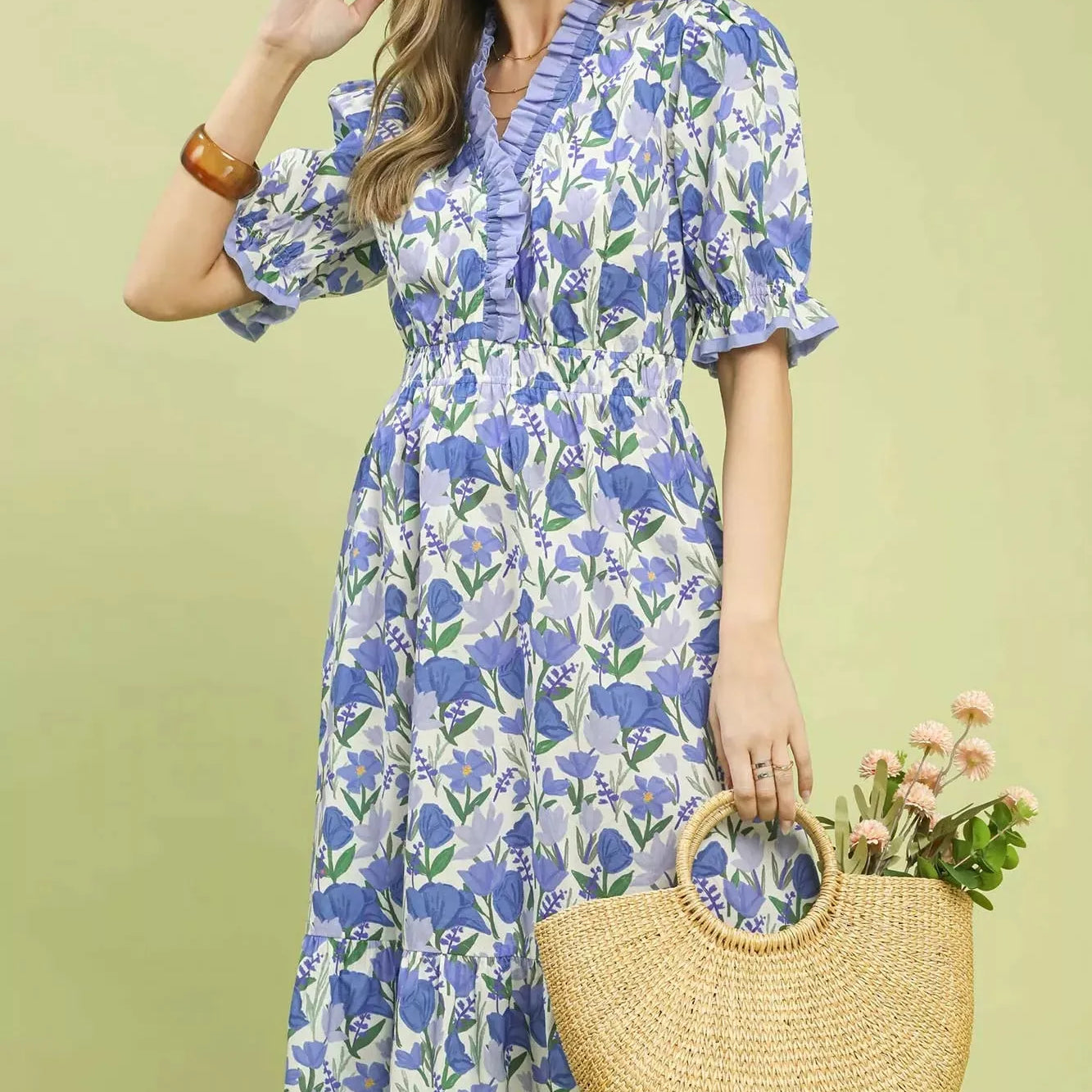 Umgee Cottage Romance Ruffle Trim Tiered Midi Dress-Women's Dresses-Shop Z & Joxa