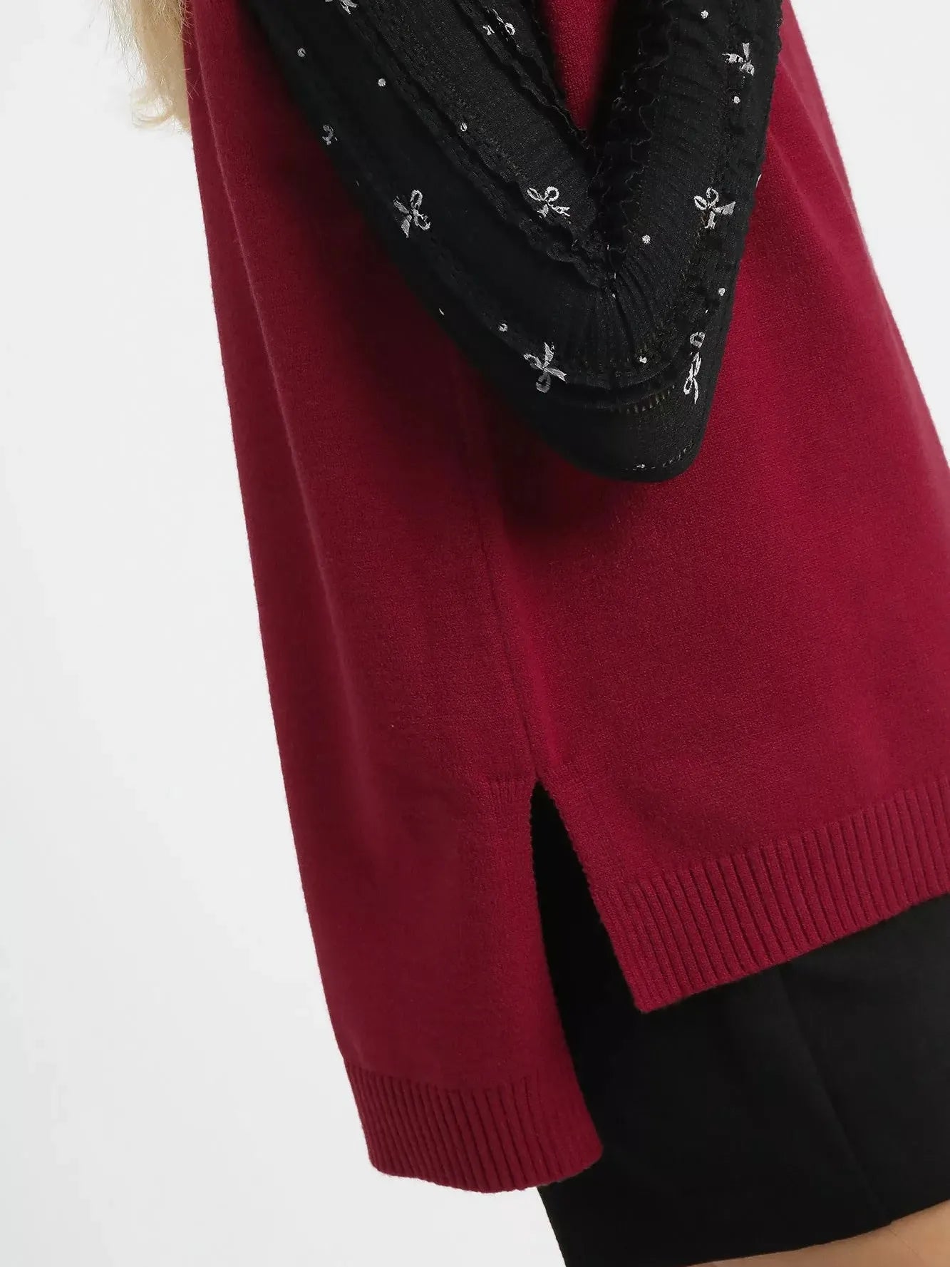 Umgee Crimson Glow High-Low Turtleneck Sleeveless Sweater Top-Women's Shirts & Tops-Shop Z & Joxa