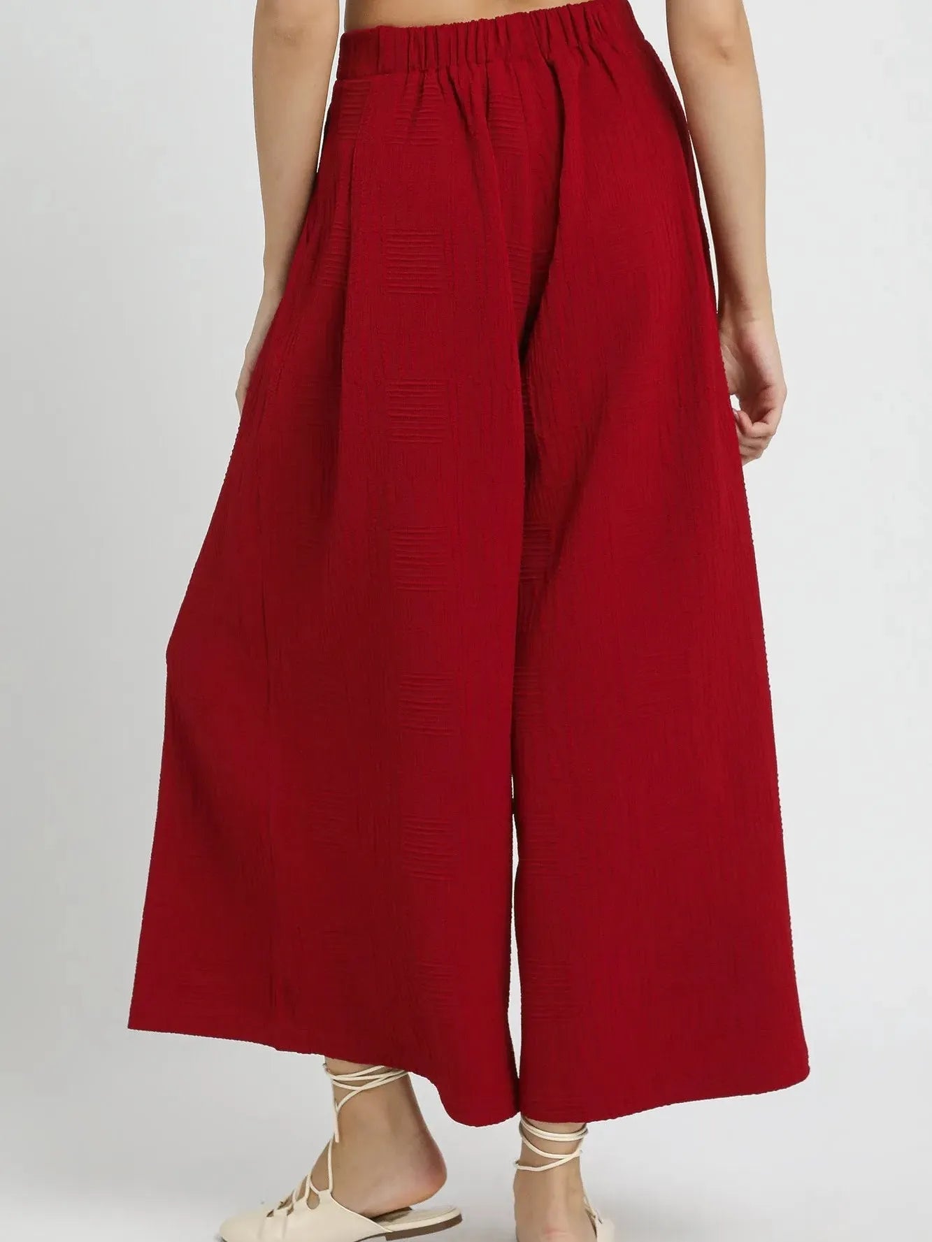 Umgee Crimson Grace High Rise Elastic Waist Palazzo Pants-Women's Pants-Shop Z & Joxa