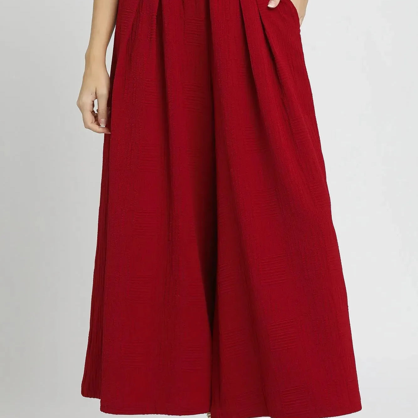 Umgee Crimson Grace High Rise Elastic Waist Palazzo Pants-Women's Pants-Shop Z & Joxa