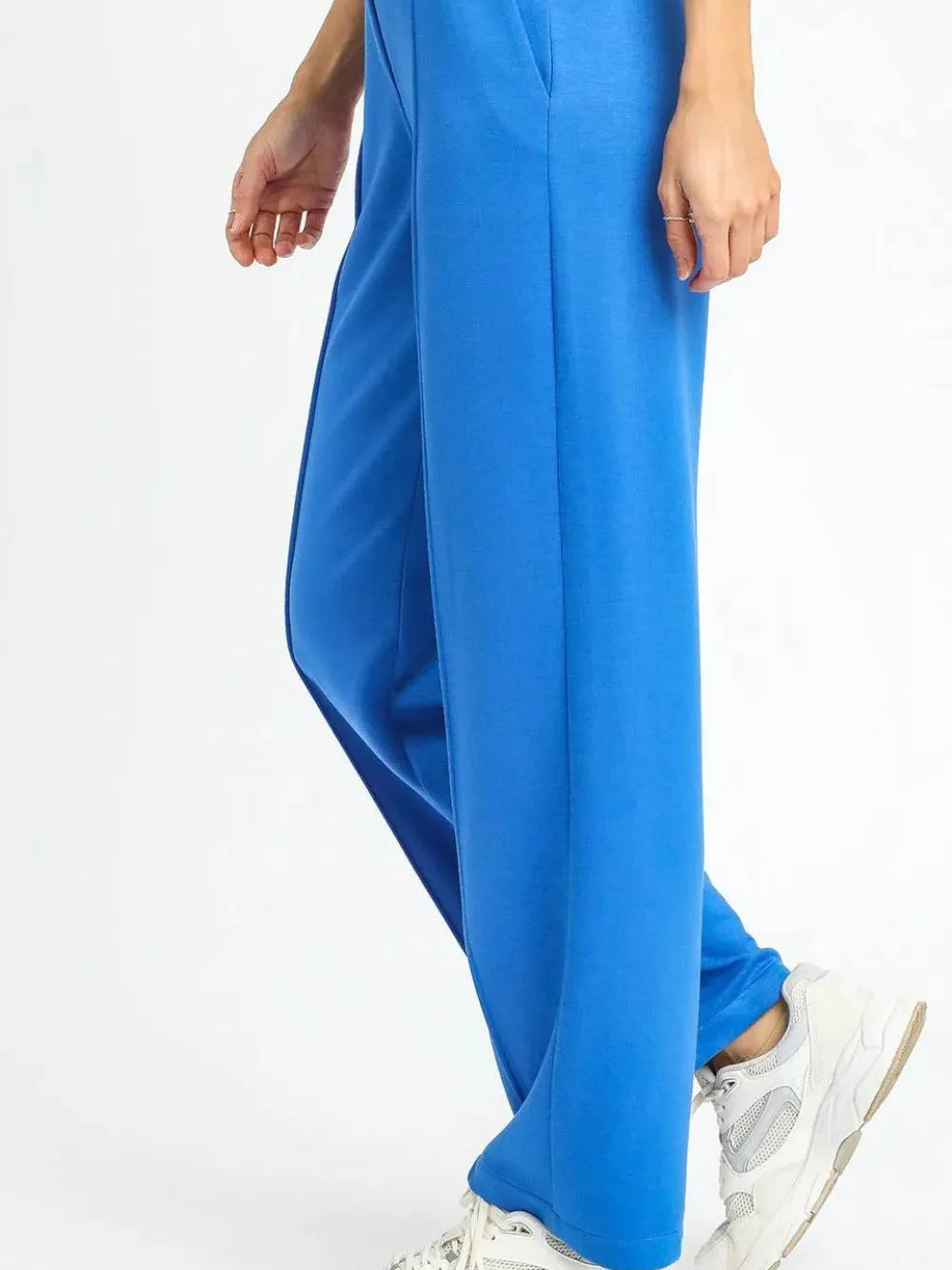 Umgee Easy Does It High Waisted Wide Leg Pants in Sky Blue-Women's Pants-Shop Z & Joxa