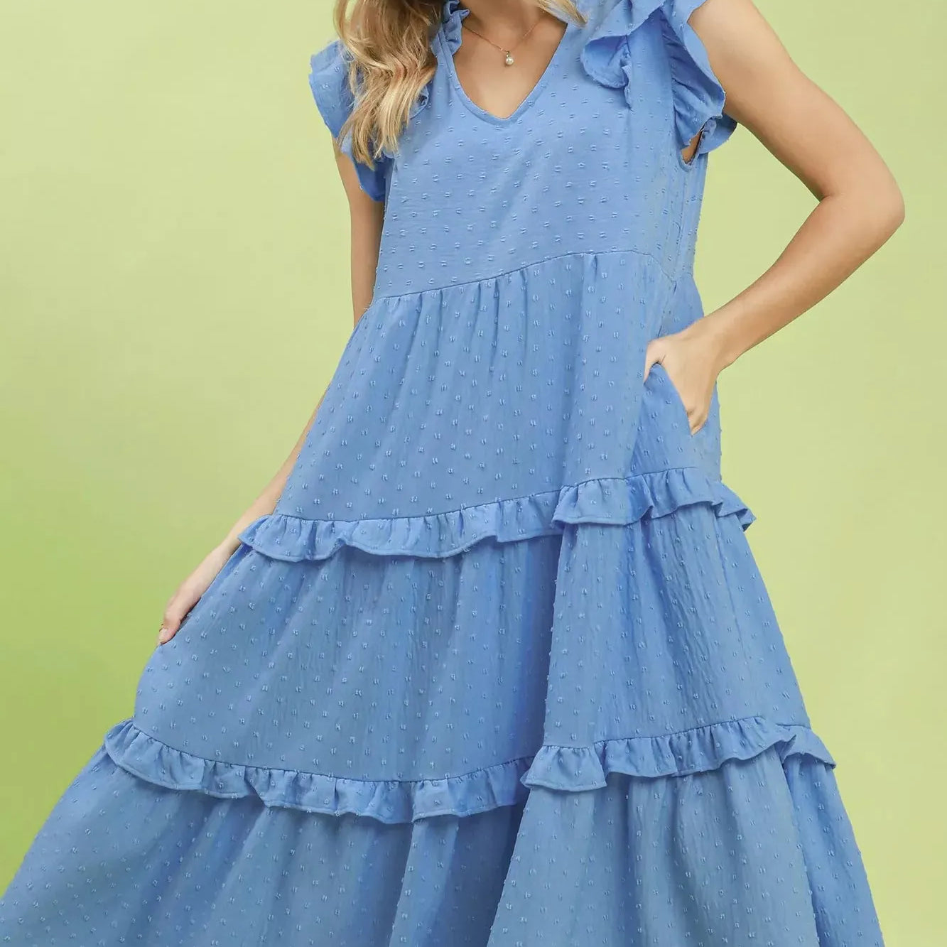 Umgee Forget Me Not Ruffle Sleeve Tiered Midi Dress-Women's Dresses-Shop Z & Joxa