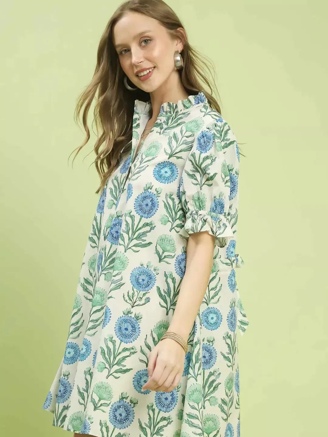 Umgee Garden Daydream Floral Puff Sleeve Babydoll Dress-Women's Dresses-Shop Z & Joxa
