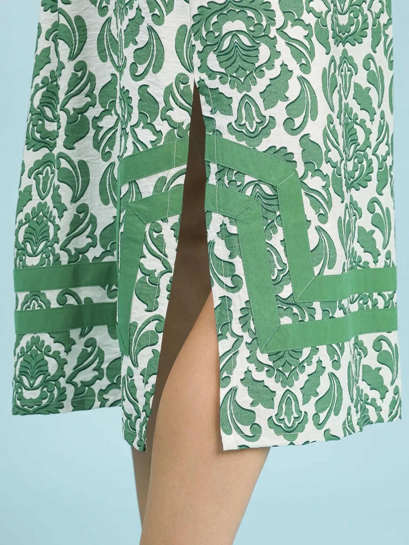 Umgee Green Mirage Abstract Two Tone Print Midi Dress-Women's Dresses-Shop Z & Joxa