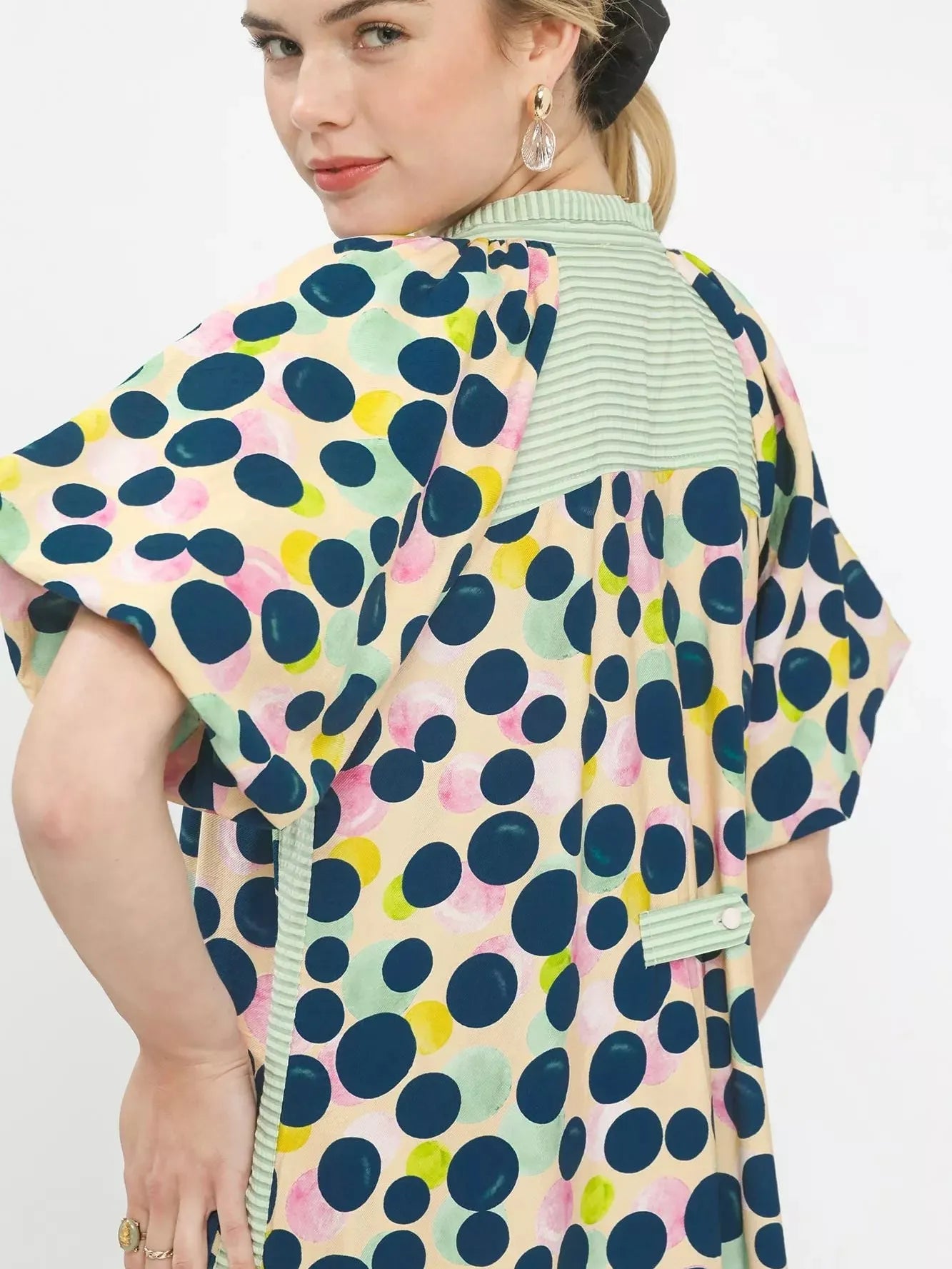 Umgee Honey Daple Polka Dot Print Tunic Dress-Women's Dresses-Shop Z & Joxa