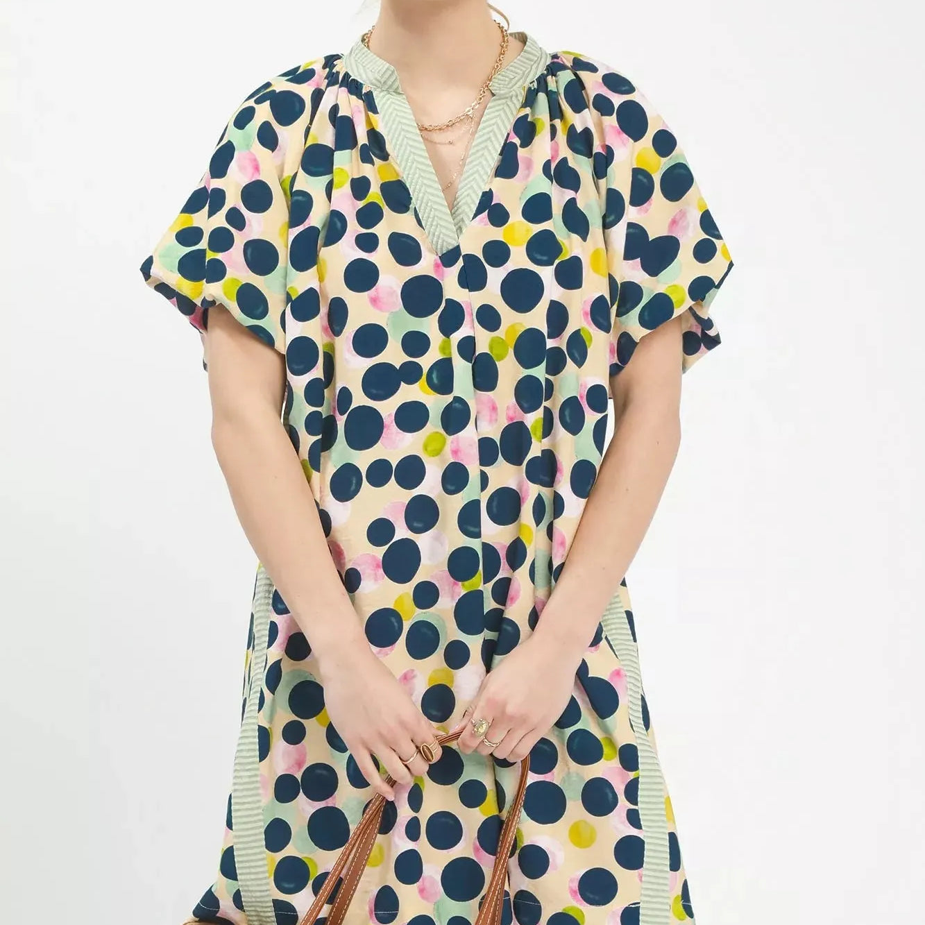 Umgee Honey Daple Polka Dot Print Tunic Dress-Women's Dresses-Shop Z & Joxa