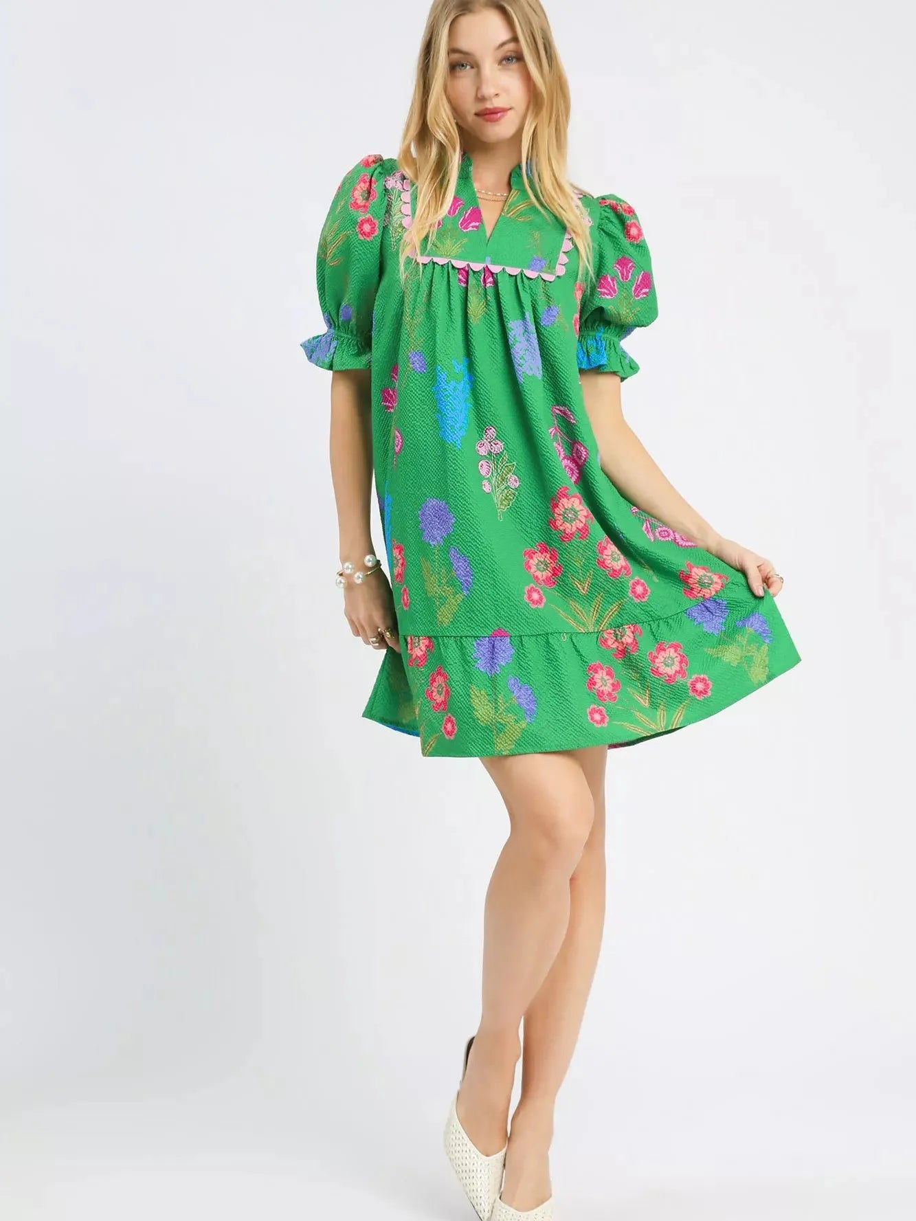 Umgee Island in Bloom Floral Print V-Neck Dress-Women's Dresses-Shop Z & Joxa
