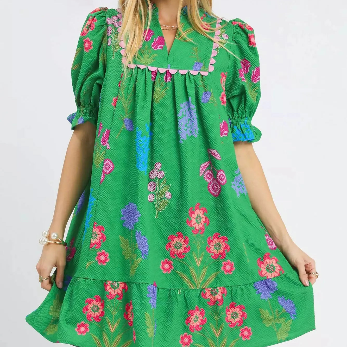 Umgee Island in Bloom Floral Print V-Neck Dress-Women's Dresses-Shop Z & Joxa