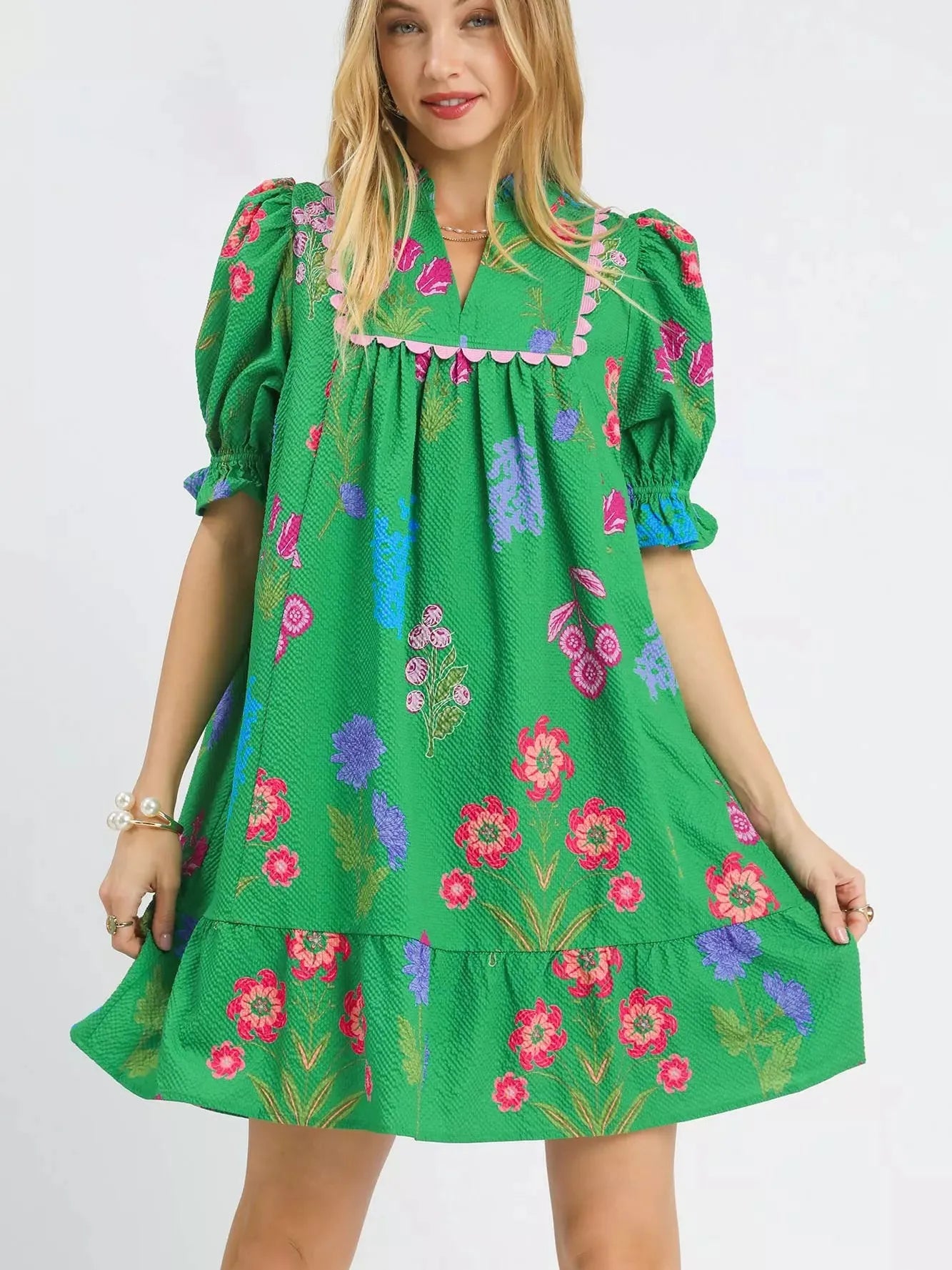 Umgee Island in Bloom Floral Print V-Neck Dress-Women's Dresses-Shop Z & Joxa