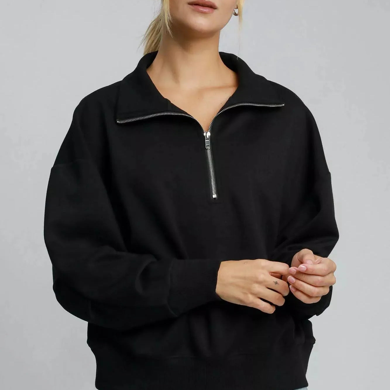 Umgee Lazy Day Luxe Half Zip Drop Shoulder Sweatshirt-Women's Shirts & Tops-Shop Z & Joxa
