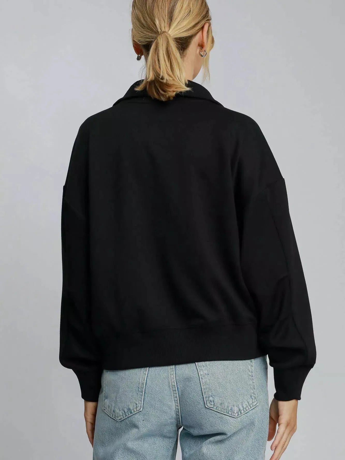 Umgee Lazy Day Luxe Half Zip Drop Shoulder Sweatshirt-Women's Shirts & Tops-Shop Z & Joxa