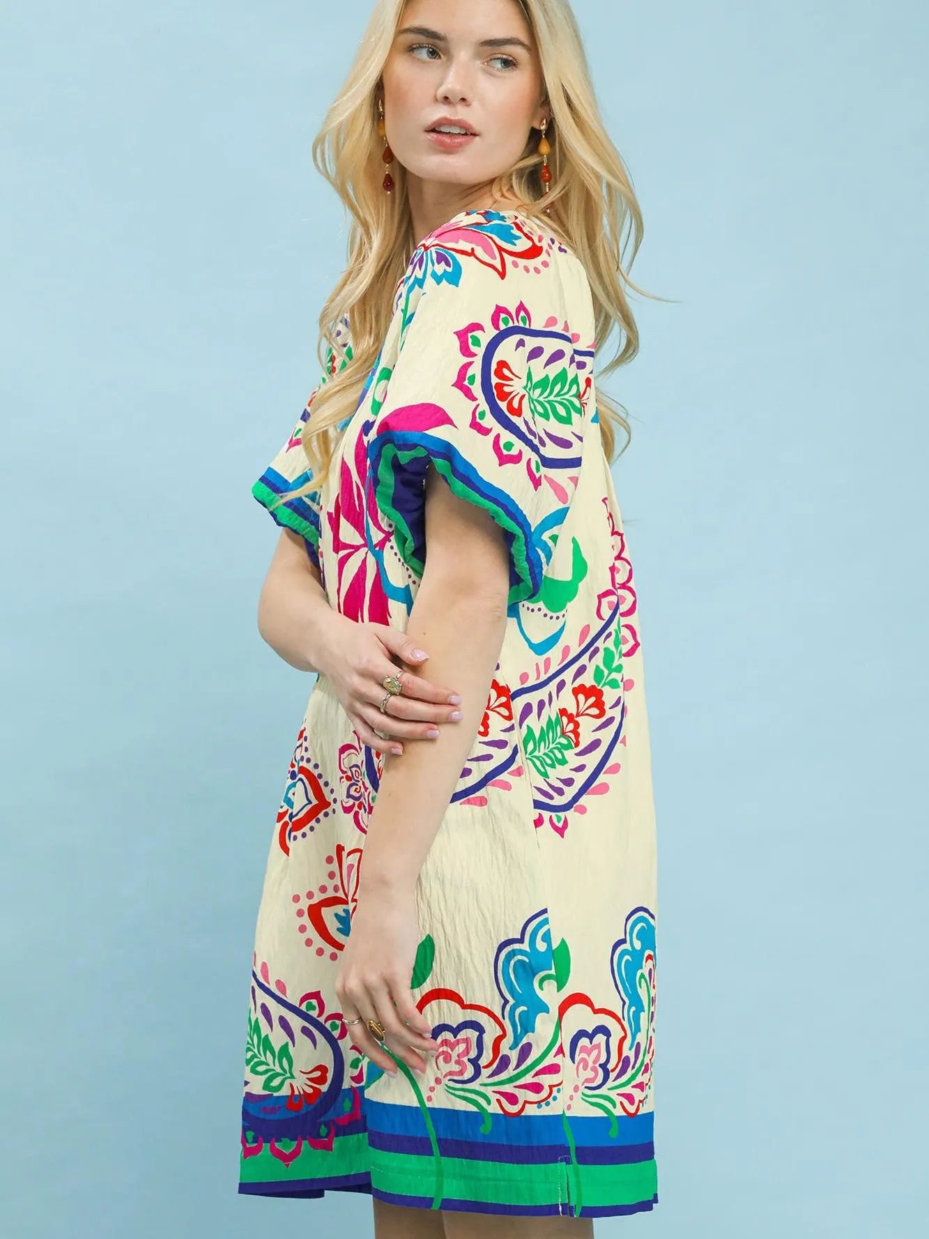 Umgee Meadow Muse Boho Floral Mini Dress-Women's Dresses-Shop Z & Joxa