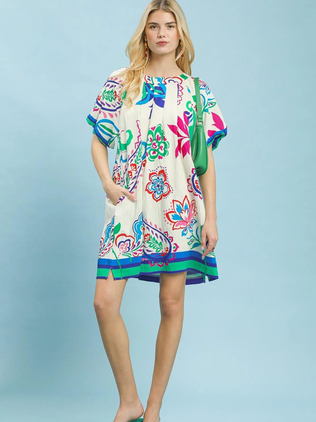 Umgee Meadow Muse Boho Floral Mini Dress-Women's Dresses-Shop Z & Joxa