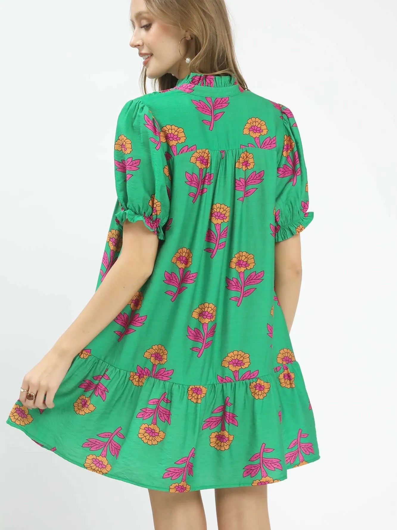 Umgee Meadow Muse Floral Print Babydoll Dress-Women's Dresses-Shop Z & Joxa