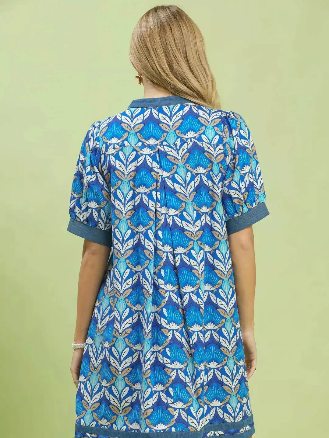 Umgee Mediterranean Mosaic Tile Print Mini Dress-Women's Dresses-Shop Z & Joxa