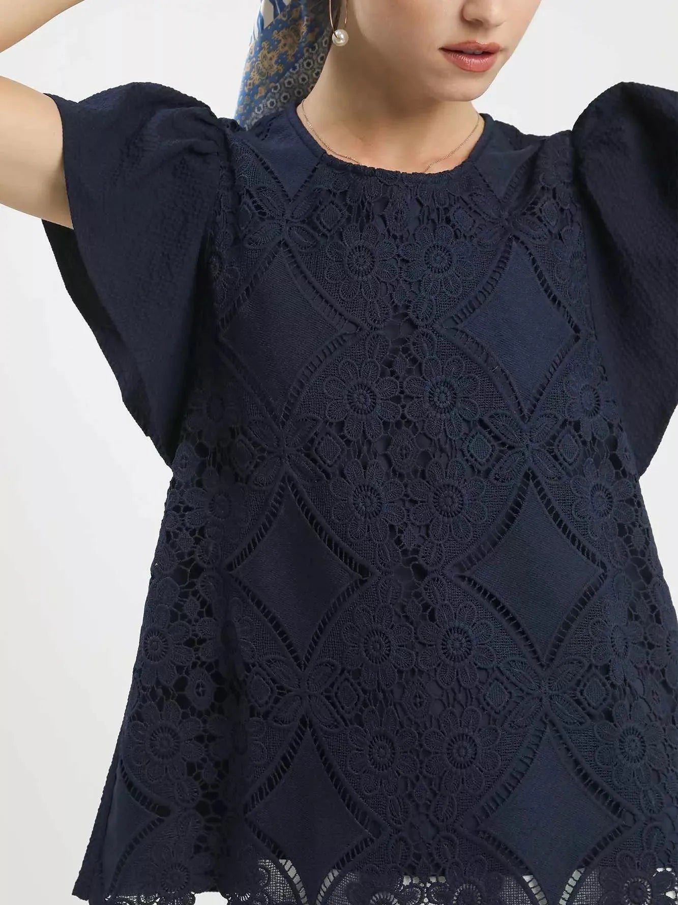 Umgee Midnight Flutter Floral Lace Overlay Flutter Sleeve Top-Women's Shirts & Tops-Shop Z & Joxa