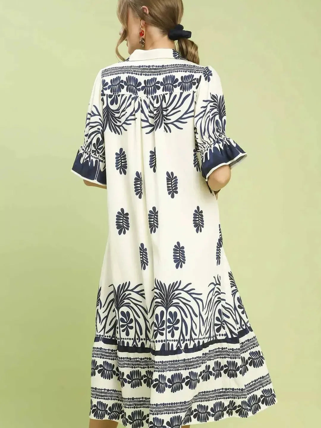 Umgee Midnight Garden Print Midi Dress with Puff Sleeves-Women's Dresses-Shop Z & Joxa