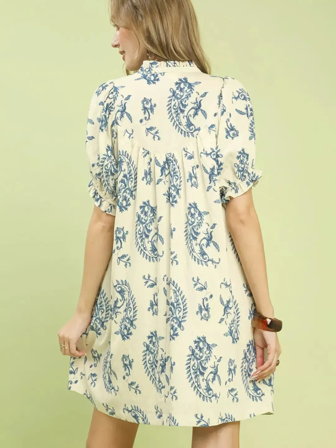 Umgee Moonlit Paisley Scallop Trim Tiered Mini Dress-Women's Dresses-Shop Z & Joxa