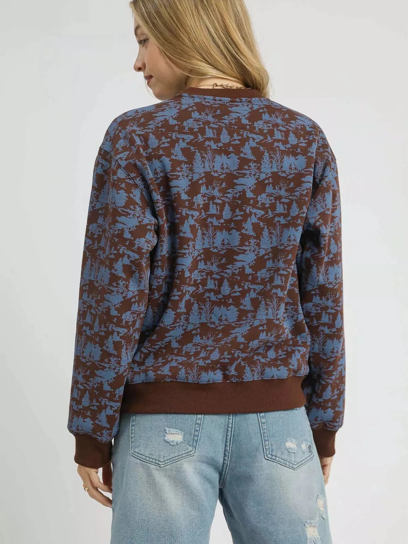 Umgee Scenic Stroll Apres All Day Casual Sweatshirt in Brown-Women's Shirts & Tops-Shop Z & Joxa