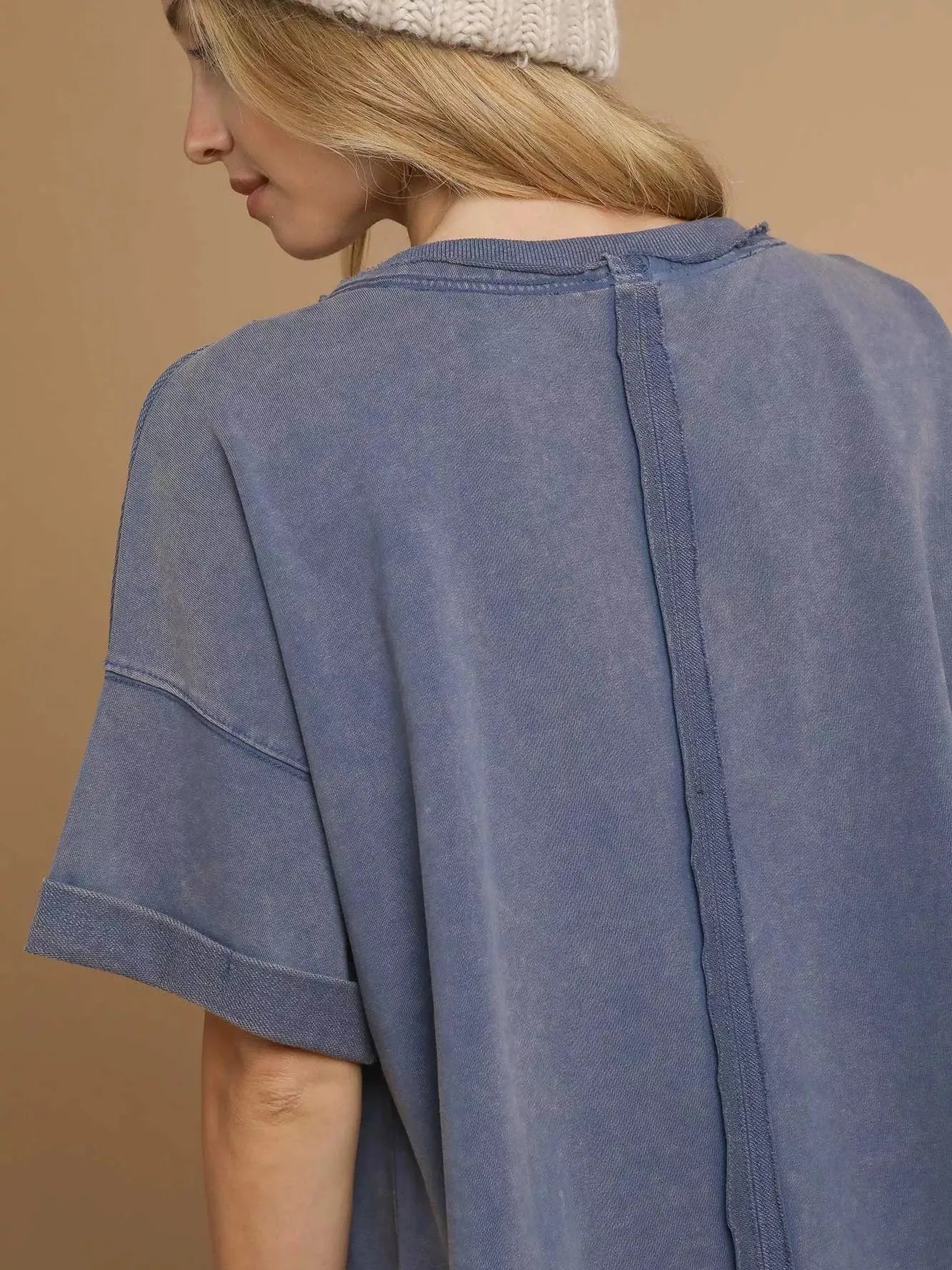 Umgee Stormy Seas Mineral Wash Round Neck Top-Women's Shirts & Tops-Shop Z & Joxa