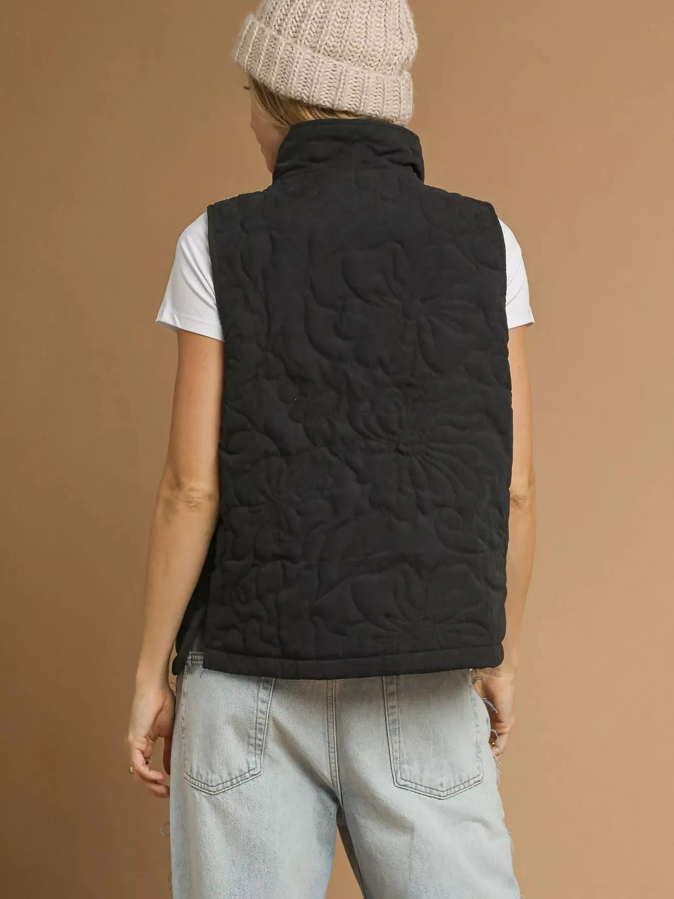 Umgee Urban Layer Zip up Floral Quilted Vest-Women's Outerwear-Shop Z & Joxa