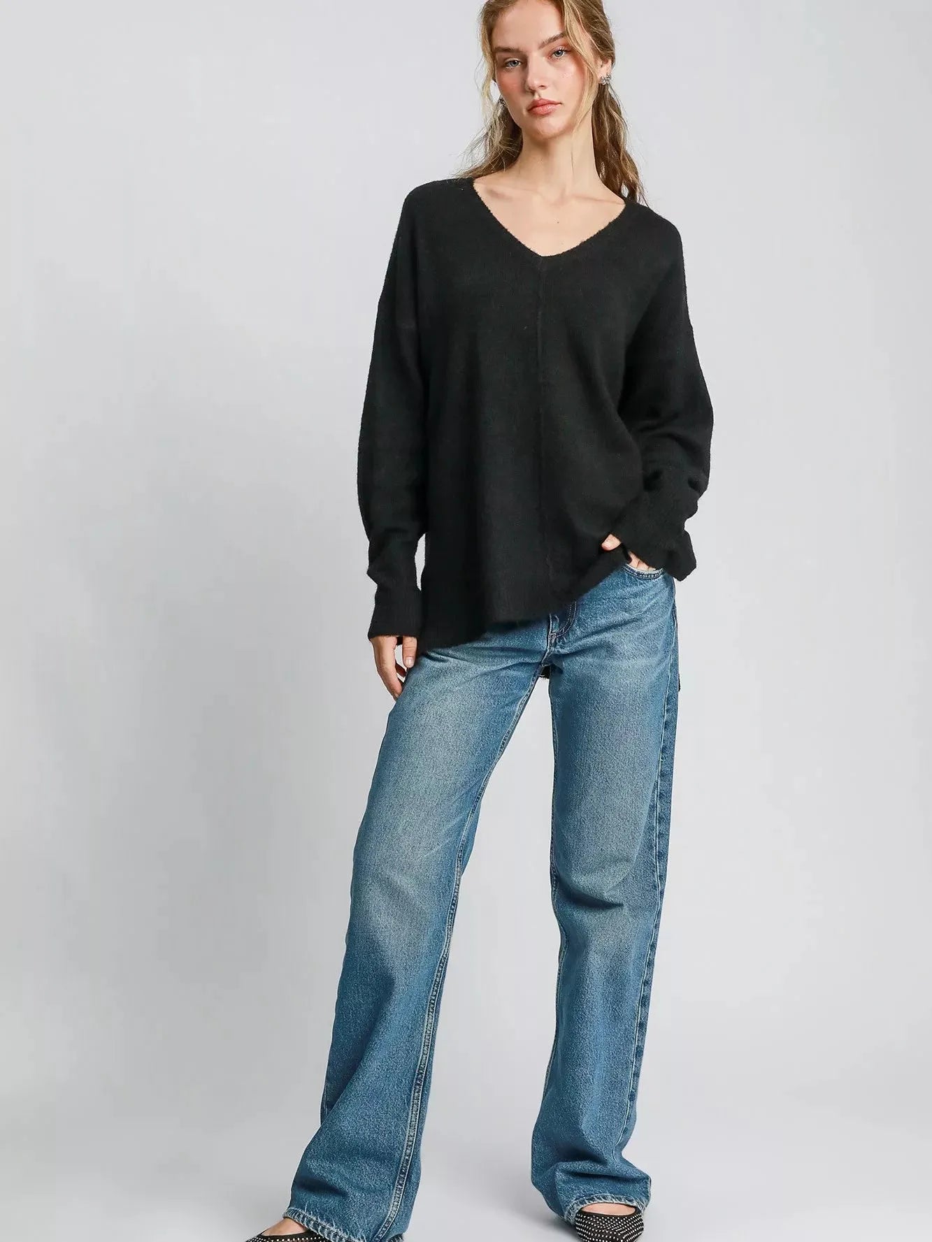 Umgee Velvet Moon Wool Blend Oversized Sweater-Women's Shirts & Tops-Shop Z & Joxa